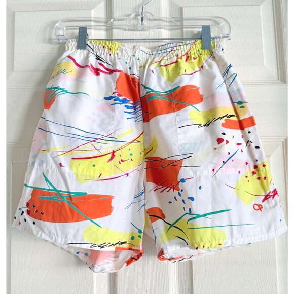 size M Vintage OP mens swimsuit swim trunks board shorts elastic/drawstring made - Picture 1 of 6